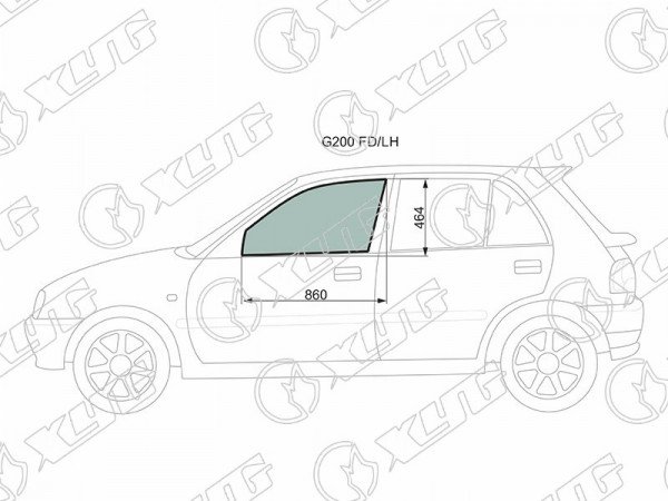 Стекло переднее левое опускное DAIHATSU CHARADE G20# 4 /5D 93-00