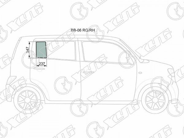 Стекло форточки (уголок) задней правой двери TOYOTA bB 06-16 /DAIHATSU COO /MATERIA 06-13