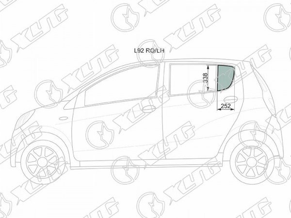 Стекло форточки (уголок) задней левой двери DAIHATSU MIRA 5D HBK 06-18