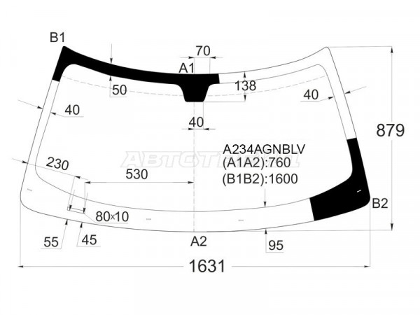 Стекло лобовое Chrysler 300C 04-11  / Dodge Magnum 03-08