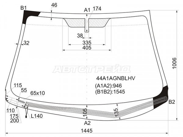 Стекло лобовое (Обогрев щеток) Kia Cerato 08-13  / Forte 08-13