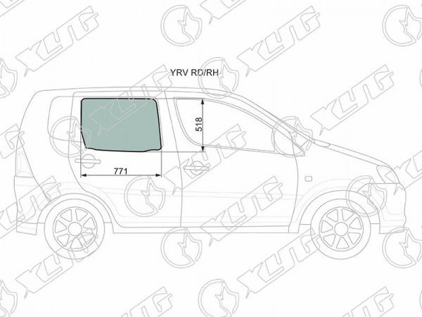 Стекло заднее правое опускное DAIHATSU YRV 00-05