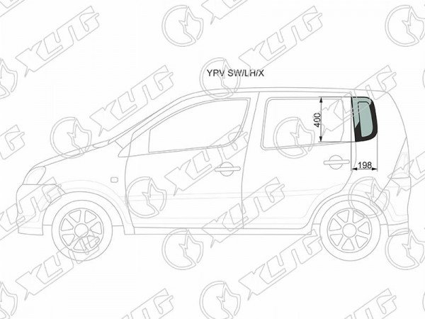 Стекло кузова (собачник) заднее левое DAIHATSU YRV 00-05