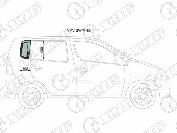 Стекло кузова (собачник) заднее правое DAIHATSU YRV 00-05