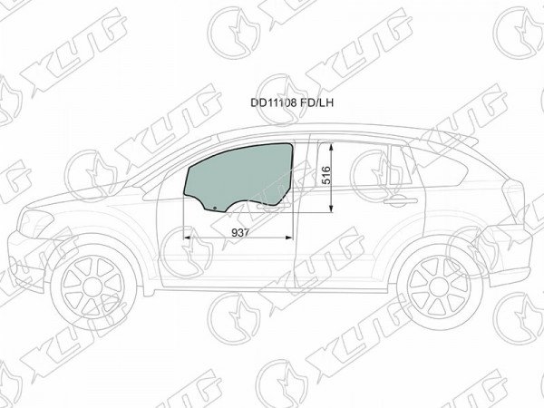 Стекло переднее левое опускное DODGE CALIBER 06-11