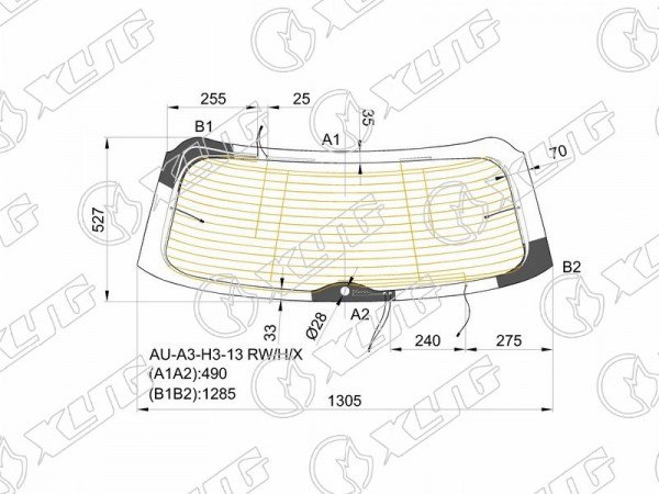 Стекло заднее с обогревом AUDI A3 3D HBK 13-