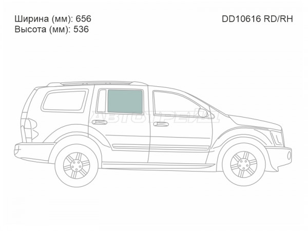 Стекло боковое опускное (Сзади / Справа / Цвет зеленый) Dodge Durango 04-09