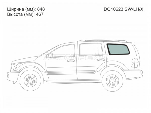 Стекло кузова боковое (не опускное) (Слева / Цвет зеленый) Dodge Durango 04-09