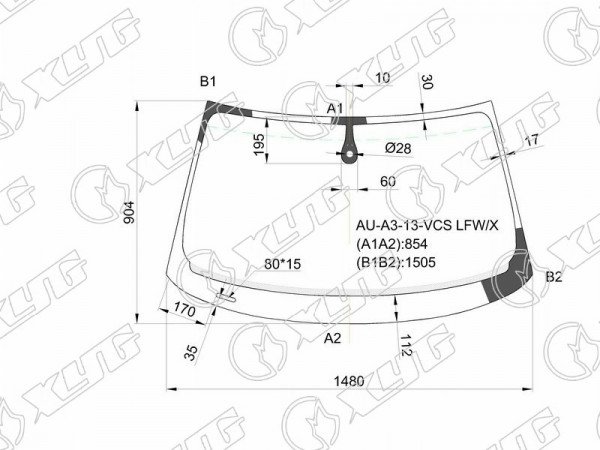 Стекло лобовое +дд в клей AUDI A3 3 /5D HBK 13-20