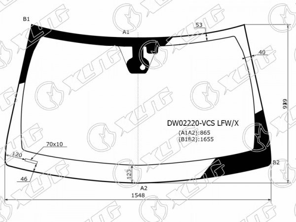 Стекло лобовое (Датчик дождя / Молдинг / Круглый ДД) Dodge Durango 14-20  / Jeep Grand Cherokee 13-22