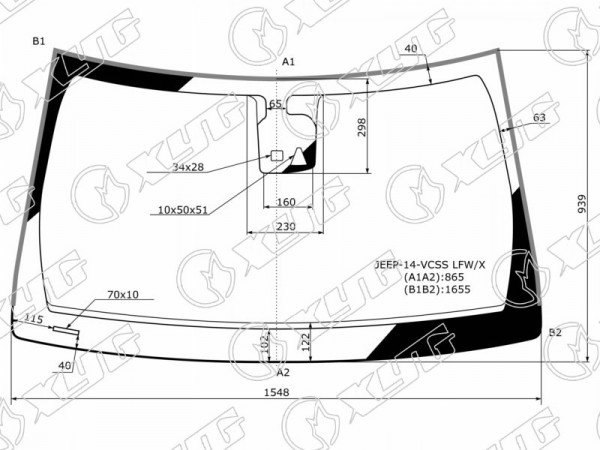 Стекло лобовое (Камера / Датчик дождя) Dodge Durango 14-20  / Jeep Grand Cherokee 13-18