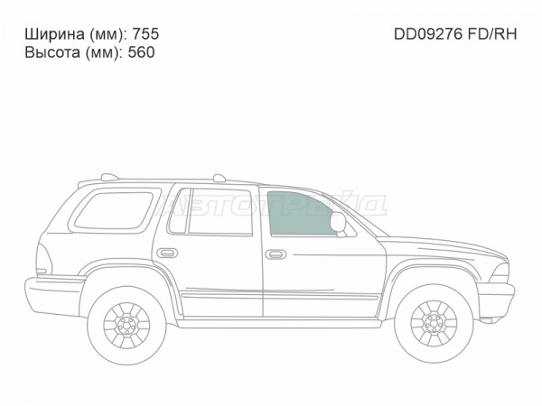 Стекло боковое опускное (Спереди / Справа / Цвет зеленый) Dodge Durango 97-03
