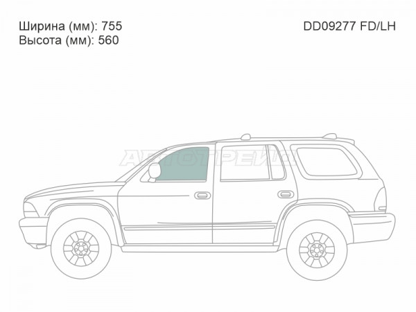 Стекло боковое опускное (Спереди / Слева / Цвет зеленый) Dodge Durango 97-03