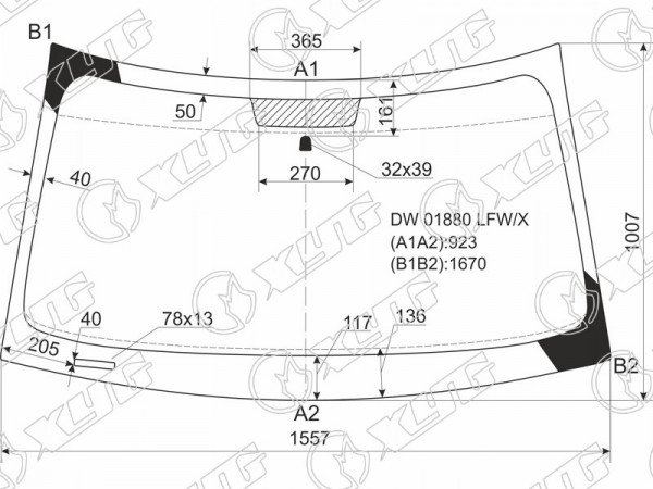 Стекло лобовое Dodge Journey 07-15  / Fiat Freemont 13-15