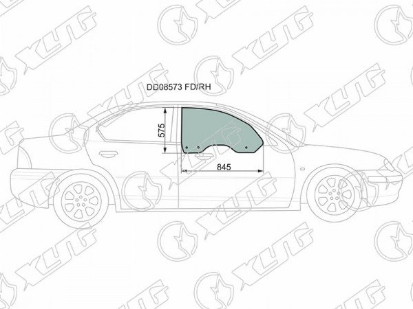 Стекло переднее правое опускное DODGE NEON 4D 95-99