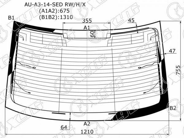 Стекло заднее с обогревом в клей AUDI A3 4D 13-20