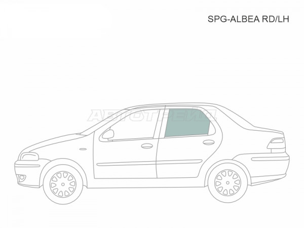 Стекло боковое опускное (Сзади / Слева / Цвет зеленый) Fiat Albea 02-12