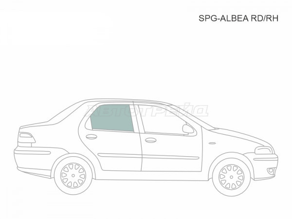 Стекло боковое опускное (Сзади / Справа / Цвет зеленый) Fiat Albea 02-12