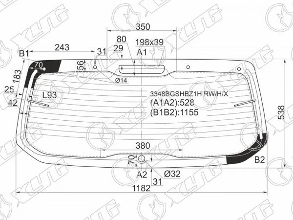 Стекло заднее с обогревом FIAT BRAVO 3D HBK 95-01
