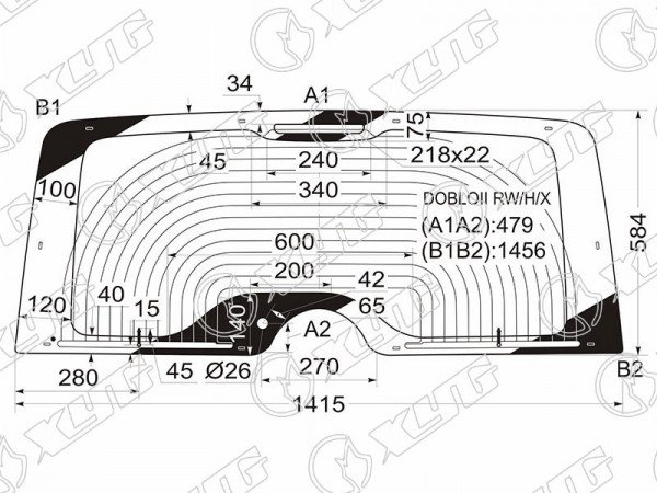 Стекло заднее с обогревом FIAT DOBLO II /OPEL COMBO 11-