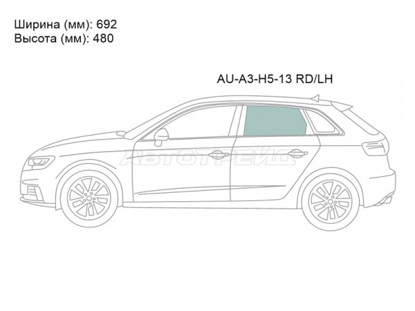 Стекло боковое опускное (Сзади / Слева / Цвет зеленый) Audi A3 12-19  / RS3 15-18