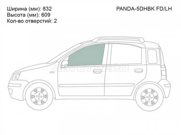 Стекло боковое опускное (Спереди / Слева / Цвет зеленый) Fiat Panda 03-12
