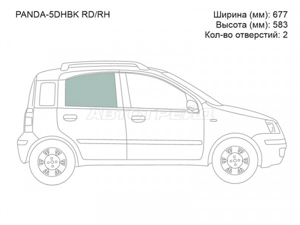 Стекло боковое опускное (Сзади / Справа / Цвет зеленый) Fiat Panda 03-12