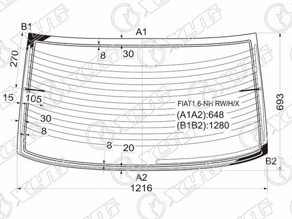 Стекло заднее с обогревом FIAT TEMPRA 4D 90-98