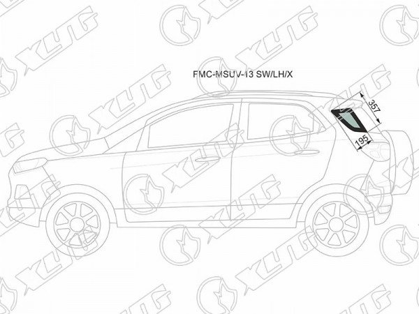 Стекло кузова боковое (не опускное) (Слева / Цвет зеленый) Ford EcoSport 14-23