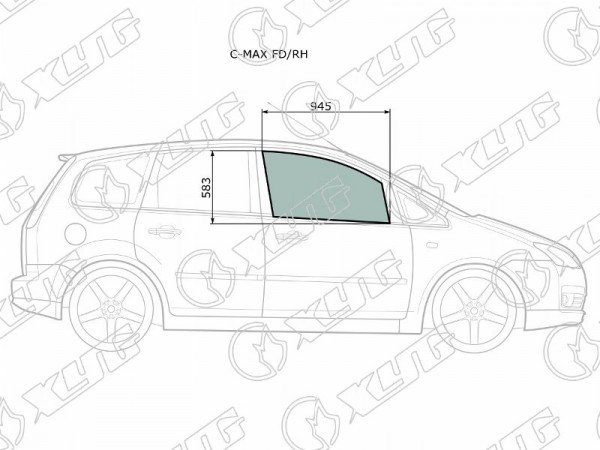 Стекло переднее правое опускное FORD C-MAX 03-10