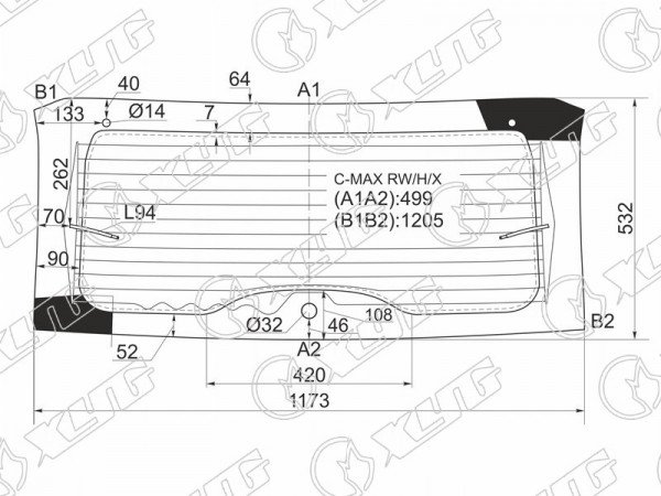 Стекло заднее с обогревом FORD C-MAX 03-10