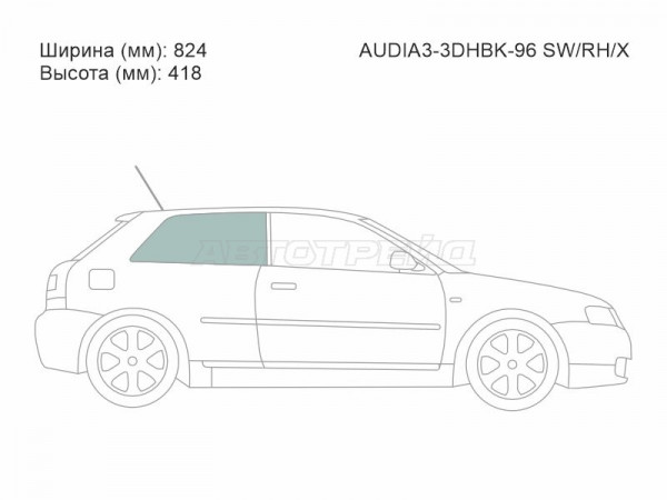 Стекло кузова боковое (не опускное) (Справа / Цвет зеленый) Audi A3 96-03  / S3 96-03