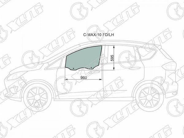 Стекло переднее левое опускное FORD C-MAX MPV 10-