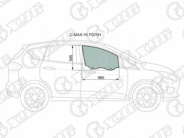 Стекло переднее правое опускное FORD C-MAX MPV 10-