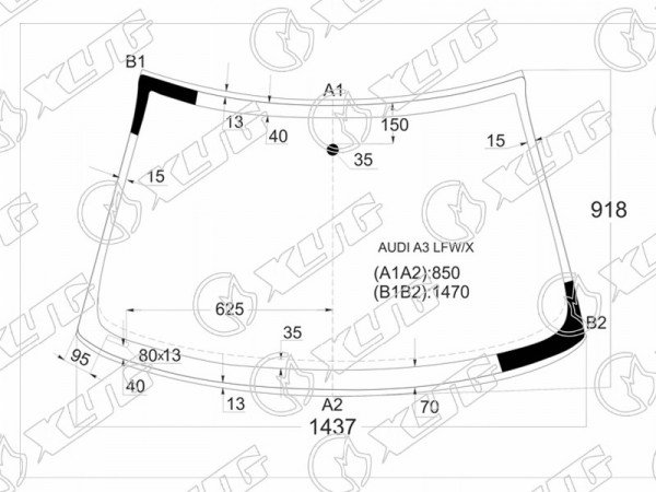 Стекло лобовое (Молдинг) Audi A3 96-03  / S3 96-03