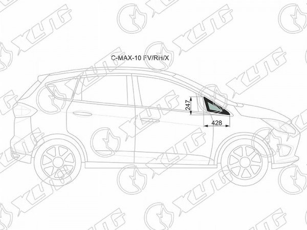 Стекло форточки (уголок) переднее правое FORD C-MAX MPV 10-