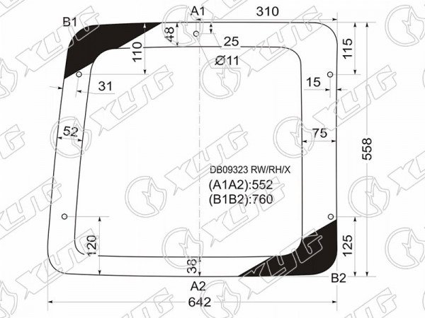 Стекло заднее (распашной двери) правое FORD ECONOLINE 3D VAN 98-03