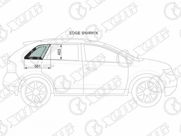 Стекло кузова (собачник) заднее правое триплекс FORD EDGE /LINCOLN MKX 06-14