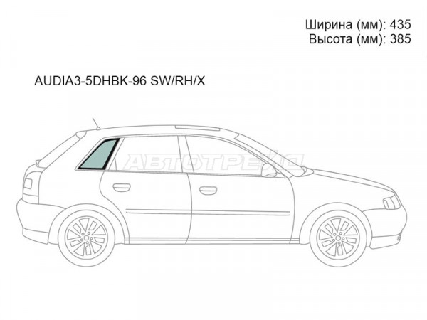 Стекло кузова боковое (не опускное) (Справа / Цвет зеленый) Audi A3 96-03  / S3 96-03