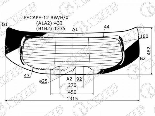 Стекло заднее с обогревом FORD ESCAPE /KUGA 12-19