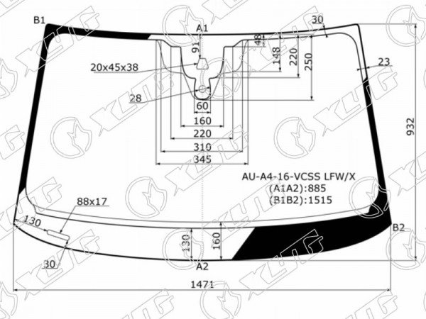 Стекло лобовое + дд + камера AUDI A4 (B9) 4 /5D 16-