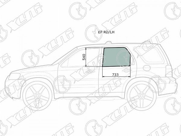 Стекло заднее левое опускное MAZDA TRIBUTE 00-07 /FORD MAVERICK 00-07 /ESCAPE I 00-12