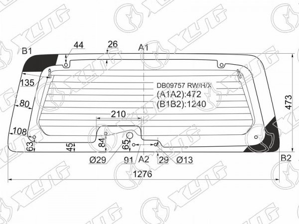 Стекло заднее с обогревом 8 отв. FORD MAVERICK /ESCAPE 00-07