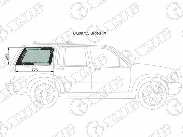 Стекло кузова (собачник) заднее правое FORD MAVERICK 00-07 /ESCAPE I 00-12