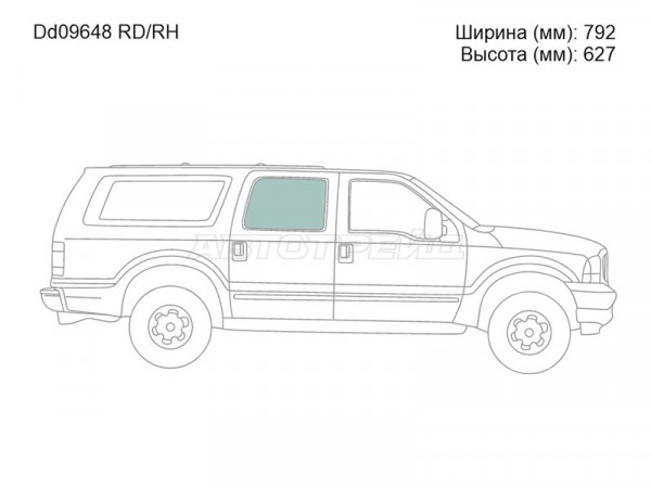 Стекло боковое опускное (Сзади / Справа / Цвет зеленый) Ford Excursion 99-05