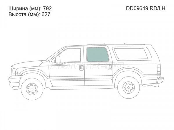 Стекло боковое опускное (Сзади / Слева / Цвет зеленый) Ford Excursion 99-05