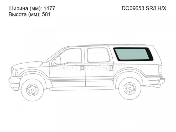 Стекло кузова боковое (не опускное) (Слева / Цвет зеленый) Ford Excursion 99-05