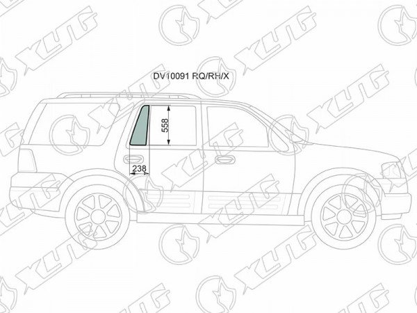 Стекло форточки (уголок) задней правой двери FORD EXPEDITION /LINCOLN NAVIGATOR 02-06