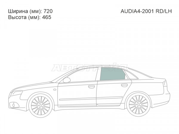 Стекло боковое опускное (Сзади / Слева / Цвет зеленый) Audi A4 00-09  / S4 03-08