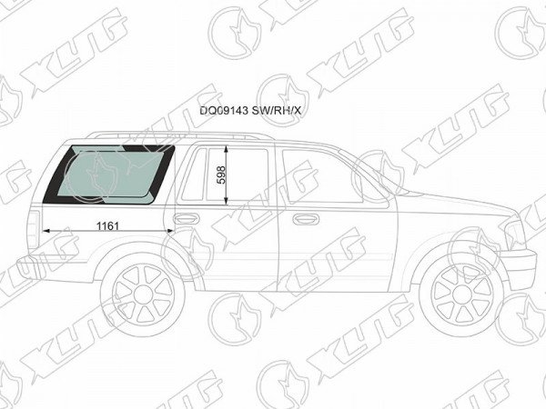 Стекло кузова (собачник) заднее правое FORD EXPEDITION 00-02